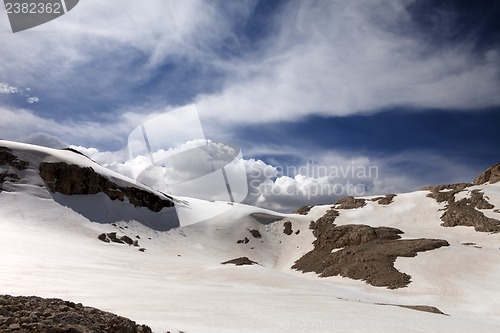 Image of Mountains with snow cornice in nice day