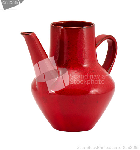 Image of red clay pitcher handle isolated on white 