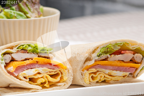 Image of club sandwich pita bread roll