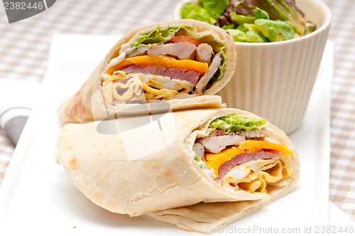 Image of club sandwich pita bread roll