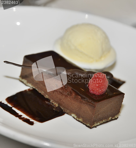 Image of Chocolate Cake And Vanilla Ice Cream