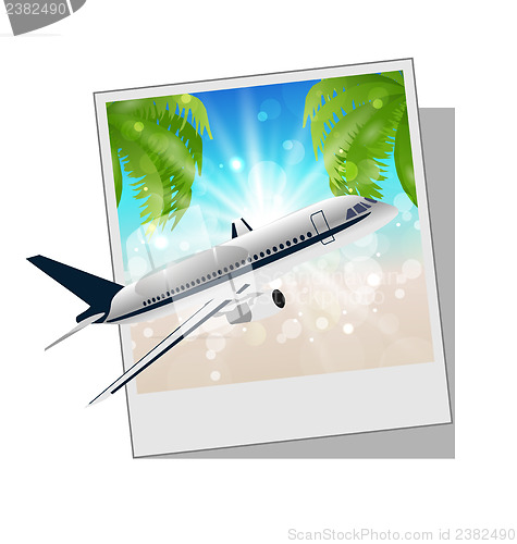 Image of Photo frame with seaside and plane