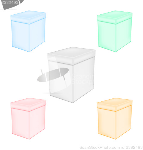 Image of Group colorful closed unprinted boxes