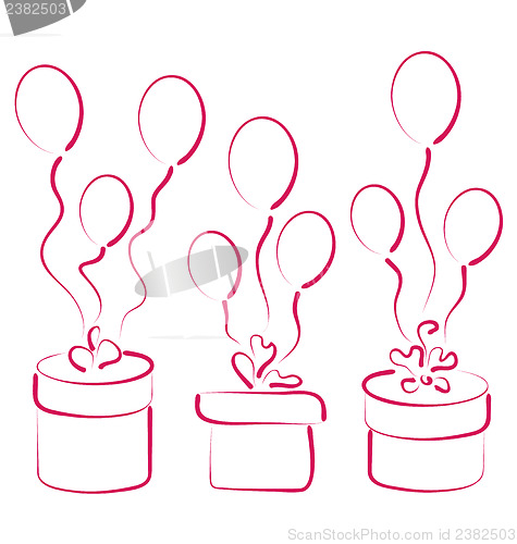 Image of Set gift boxes with balloons for your anniversary