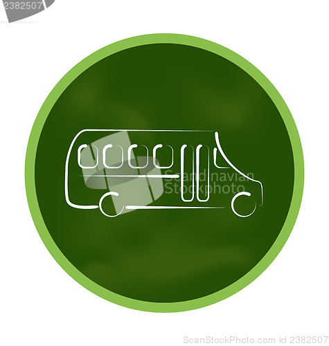 Image of Green icon stylized chalkboard with school bus 