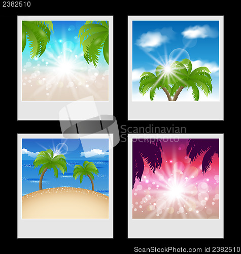 Image of Set photo frames with beaches