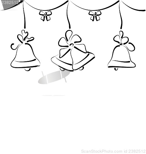 Image of Christmas background with set outline bells