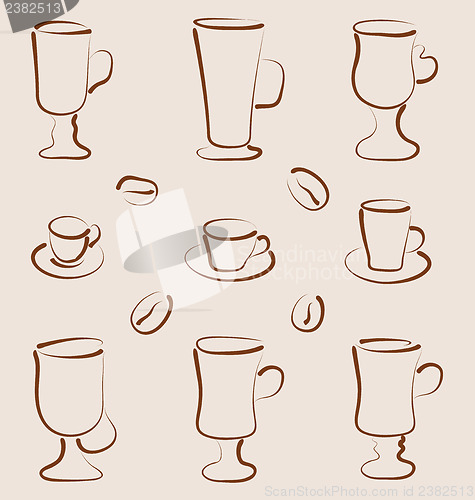 Image of Outline set coffee and tea design elements