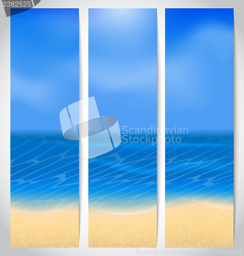 Image of Set cards with summer holiday background