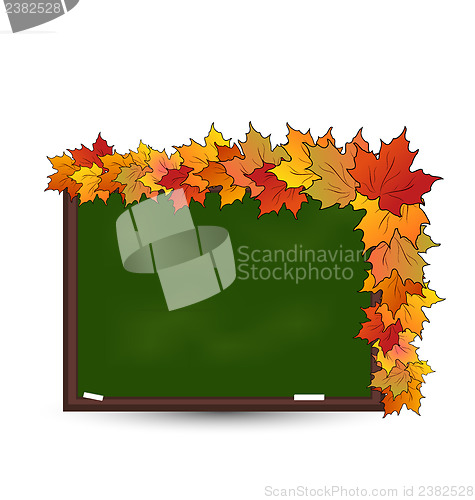 Image of School board with maple leaves isolated