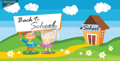 Image of Back to school template with kids 