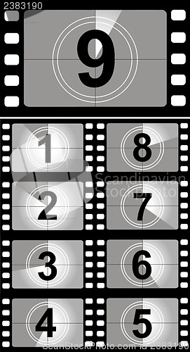 Image of Film countdown numbers. Vector Illustration