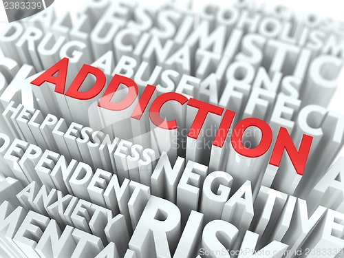 Image of Addiction. The Wordcloud Concept.