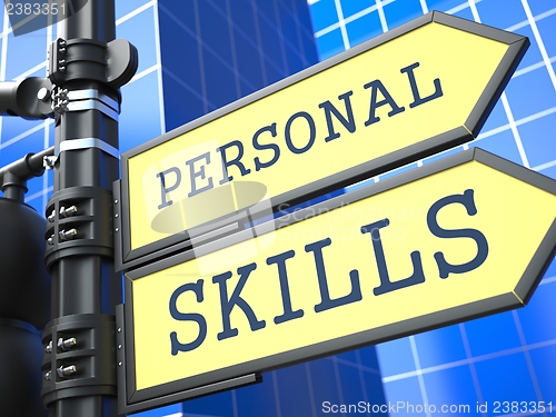 Image of Business Concept. Personal Skills Roadsign.