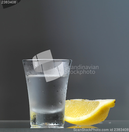 Image of vodka glass with lemon slice