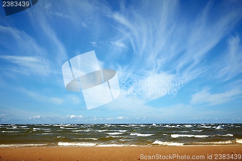 Image of landscape with sea and clouds