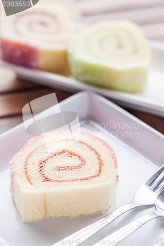 Image of Colorful jam rolls served in restaurant