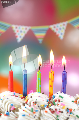 Image of Celebration with Balloons Candles and Cake