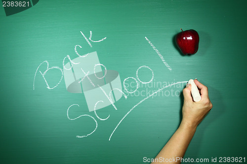 Image of Neatly Back to School Written in Chalk on a Green Blackboard