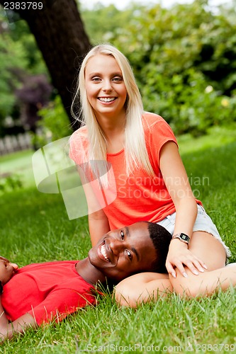 Image of young couple in love summertime fun happiness romance 