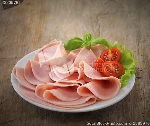 Image of pork ham slices on plate