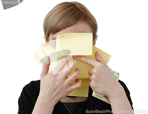 Image of Woman and post it