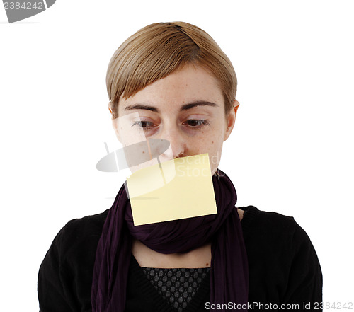 Image of Woman and post it