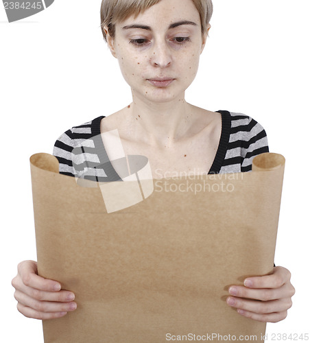 Image of Woman holding a paper