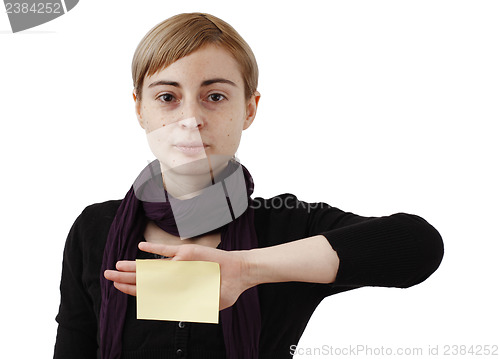 Image of Woman and post it