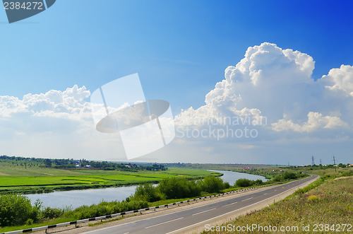 Image of two way: road and river