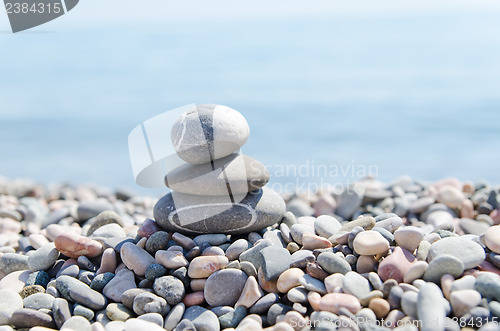 Image of stack of zen stones on beach