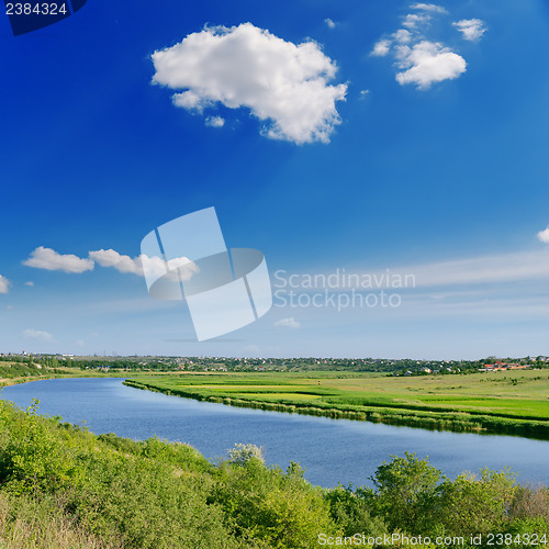 Image of deep blue sky and river