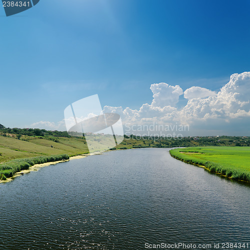 Image of river and blue cloudy sky