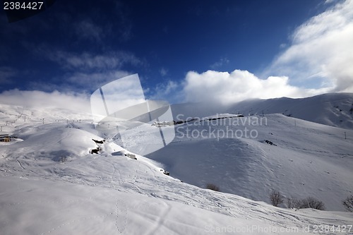 Image of View on ski resort in sun day