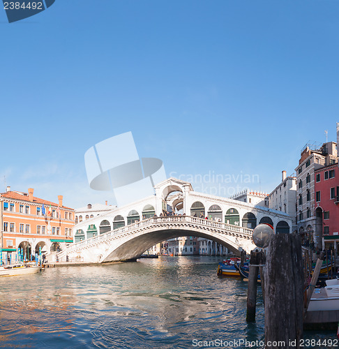 Image of Rialto Bridge (Ponte Di Rialto) in Venice, Italy on a sunny day
