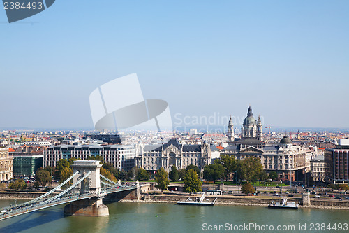 Image of Overview of Budapest with Szechenyi chain bridge