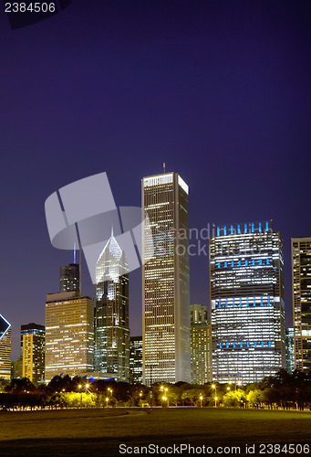 Image of Cityscape of Chicago at the night time