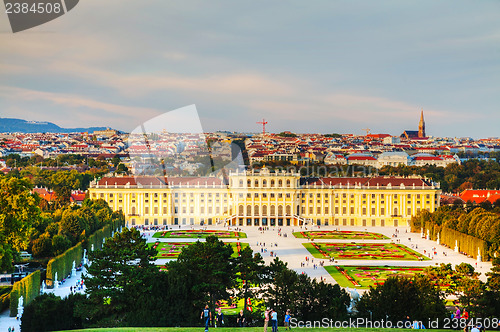 Image of Schonbrunn palace in Vienna at sunset