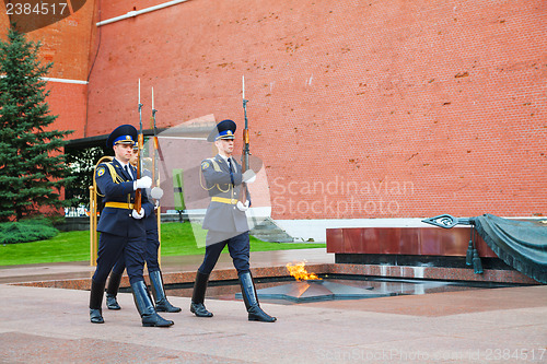 Image of Guard of honor at the Kremlin wall in Moscow, Russia