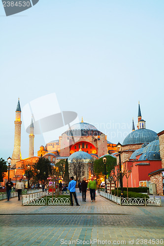 Image of Hagia Sophia in Istanbul, Turkey early in the evening