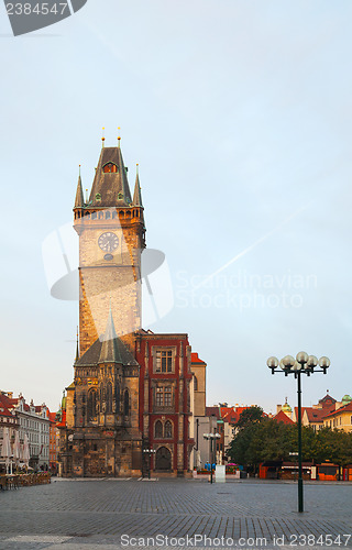 Image of Old City Hall in Prague at sunrise