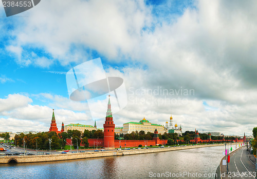 Image of Panoramic overview of downtown Moscow with Kremlin