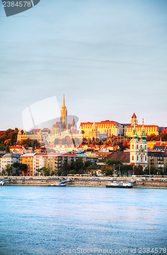 Image of Old Budapest overview as seen from Danube river bank