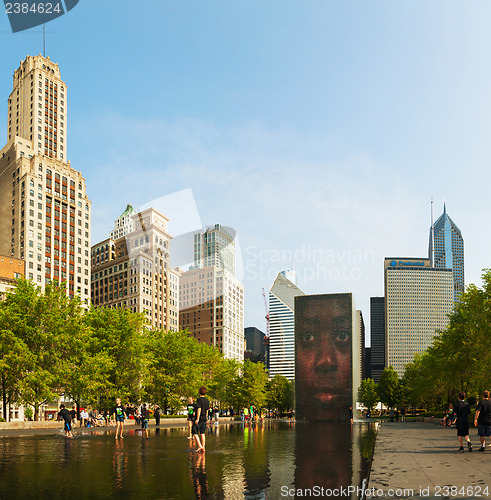 Image of Cityscape of Chicago with Crown Fountain