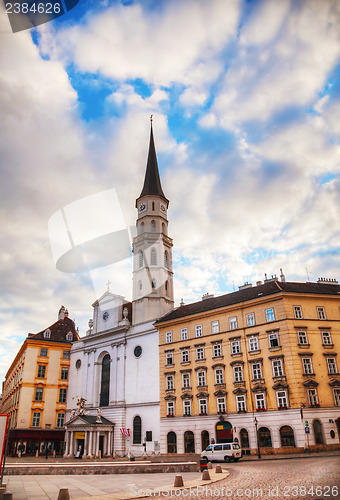 Image of St. Michael's Church in Vienna at sunrise