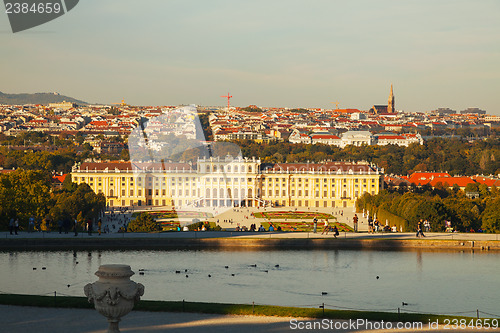 Image of Schonbrunn palace in Vienna at sunset