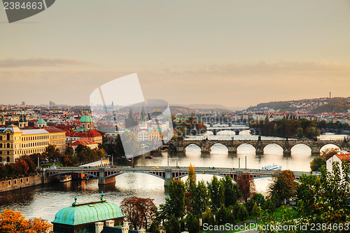 Image of Overview of old Prague with Charles bridge