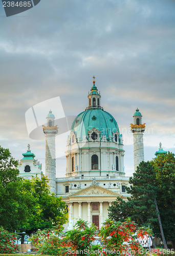 Image of Karlskirche in Vienna, Austria in the morning