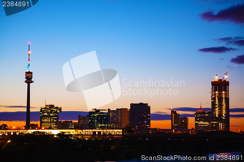 Image of Cityscape of Vienna downtown as seen from the park