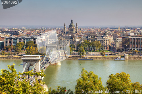 Image of Overview of Budapest with Szechenyi chain bridge